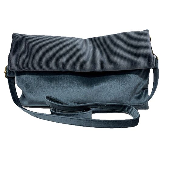 Anthropologie Blue Velvet Corded Shoulder & Crossbody Clutch Bag New Without Tag - Picture 1 of 16